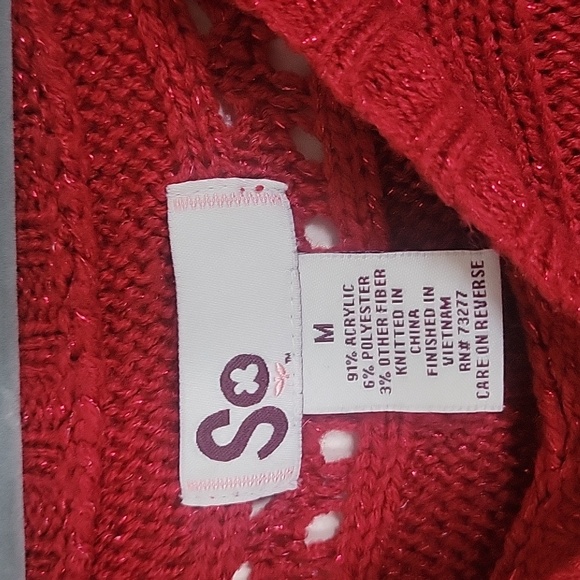 SO Women's Vibrant Red Knit Sweater - Picture 2 of 4
